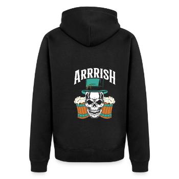 Irish skull with beer - Unisex Premium Organic Zip Hoodie - black - Back - Nico (187cm)