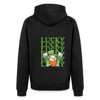 Lucky dwarf - Unisex Premium Organic Zip Hoodie - black - Back - Nico (187cm)