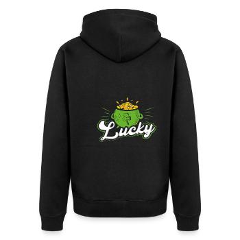 Heureux trésor d’or - Veste à capuche bio Premium Unisexe - noir - Dos - Nico (187cm)