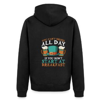 Start with a drink - Unisex Premium Organic Zip Hoodie - black - Back - Nico (187cm)