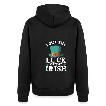 I have the luck of the Irish - Unisex Premium Organic Zip Hoodie - black - Back - Nico (187cm)