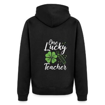 A happy teacher - Unisex Premium Organic Zip Hoodie - black - Back - Nico (187cm)