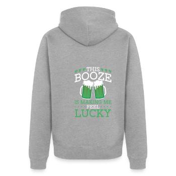 Macht Mich Glücklich - Unisex Premium Bio Zip Hoodie - Grau meliert - Hinten - Nico (187cm)