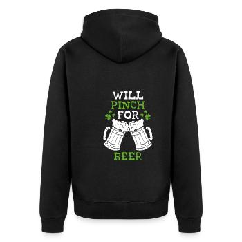Pinch yourself for two beers - Unisex Premium Organic Zip Hoodie - black - Back - Nico (187cm)