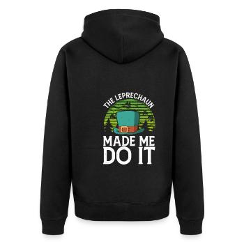 Der Kobold Hat Mich Dazu Gebracht - Unisex Premium Bio Zip Hoodie - Schwarz - Hinten - Nico (187cm)
