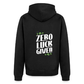 Zero happiness given - Unisex Premium Organic Zip Hoodie - black - Back - Nico (187cm)
