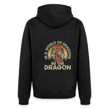 World of Dragons Be the Dragon - Unisex Premium Organic Zip Hoodie - black - Back - Nico (187cm)