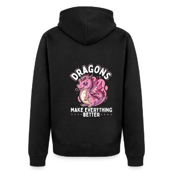 Drachen Machen Alles Besser - Unisex Premium Bio Zip Hoodie - Schwarz - Hinten - Nico (187cm)