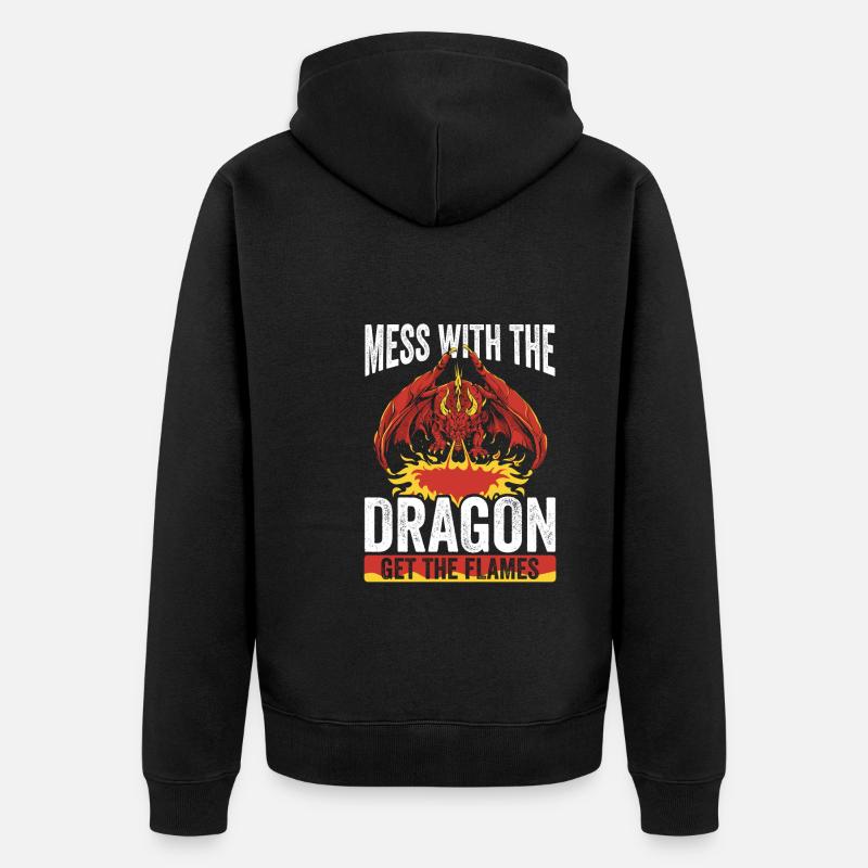 Affrontez le dragon, obtenez le - Veste à capuche bio Premium Unisexe - noir