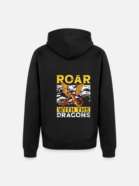 Roar with the dragons - Unisex Premium Organic Zip Hoodie - black