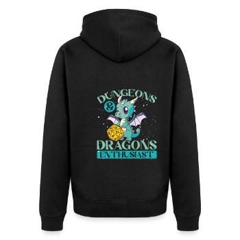 Drachen enthusiast - Unisex Premium Bio Zip Hoodie - Schwarz - Hinten - Nico (187cm)