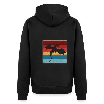 Drachen-silhouette - Unisex Premium Bio Zip Hoodie - Schwarz - Hinten - Nico (187cm)