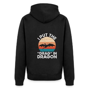 I've got the dragon in the dragon - Unisex Premium Organic Zip Hoodie - black - Back - Nico (187cm)