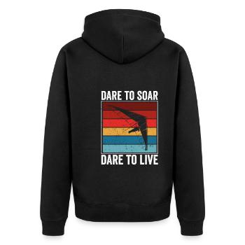 Dare to climb up, dare - Unisex Premium Organic Zip Hoodie - black - Back - Nico (187cm)