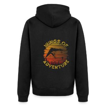 Flügel Des Abenteuers - Unisex Premium Bio Zip Hoodie - Schwarz - Hinten - Nico (187cm)