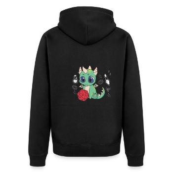 Niedlicher Drache Mit Fantasiewürfel - Unisex Premium Bio Zip Hoodie - Schwarz - Hinten - Nico (187cm)