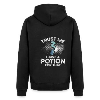 Glaub Mir, Ich Habe Einen Trank Dafür - Unisex Premium Bio Zip Hoodie - Schwarz - Hinten - Nico (187cm)