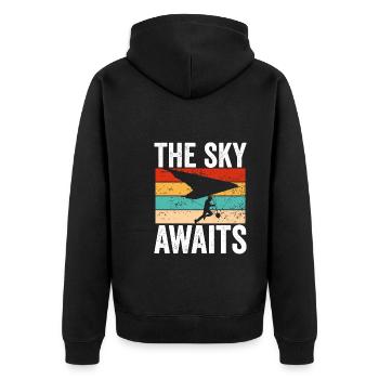 Der Himmel Wartet Auf Dich - Unisex Premium Bio Zip Hoodie - Schwarz - Hinten - Nico (187cm)