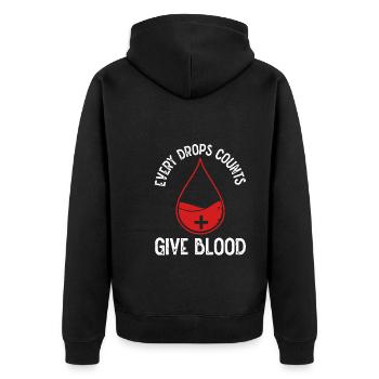 Jeder Tropfen Zählt - Unisex Premium Bio Zip Hoodie - Schwarz - Hinten - Nico (187cm)