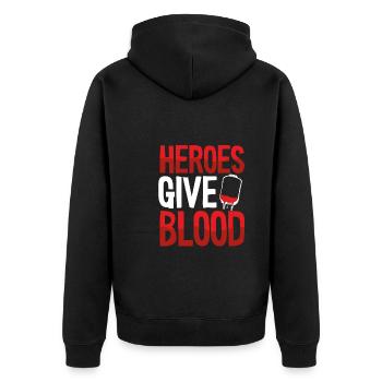 Helden Spenden Blut - Unisex Premium Bio Zip Hoodie - Schwarz - Hinten - Nico (187cm)