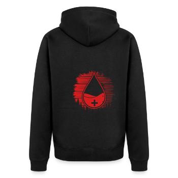 Blutstropfen Sonnenuntergang - Unisex Premium Bio Zip Hoodie - Schwarz - Hinten - Nico (187cm)