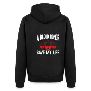 Ein Blutspender Rettet Mir Das Leben - Unisex Premium Bio Zip Hoodie - Schwarz - Hinten - Nico (187cm)