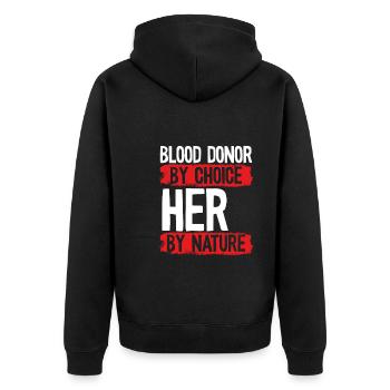 Blutspenderin Nach Wahl Her - Unisex Premium Bio Zip Hoodie - Schwarz - Hinten - Nico (187cm)
