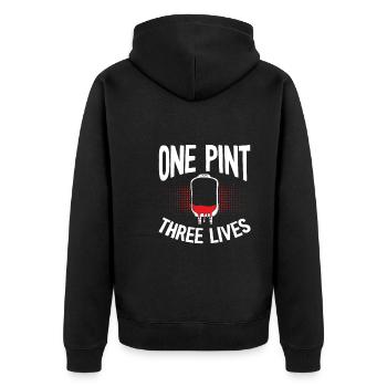 Ein Pint, Drei Leben - Unisex Premium Bio Zip Hoodie - Schwarz - Hinten - Nico (187cm)