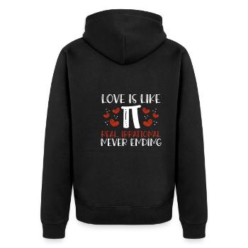 Liebe Ist Wie Pi - Unisex Premium Bio Zip Hoodie - Schwarz - Hinten - Nico (187cm)