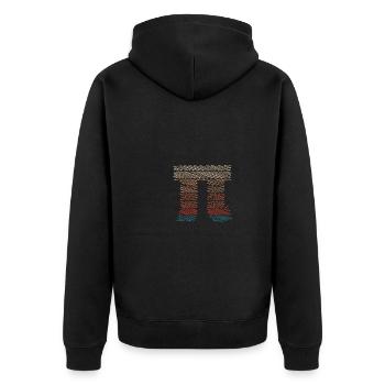 Pi Retro Bunt - Unisex Premium Bio Zip Hoodie - Schwarz - Hinten - Nico (187cm)