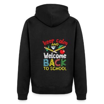 Welcome back to school - Unisex Premium Organic Zip Hoodie - black - Back - Nico (187cm)