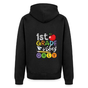 Only first-class moods - Unisex Premium Organic Zip Hoodie - black - Back - Nico (187cm)