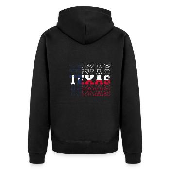 Texas bleu, rouge et blanc - Veste à capuche bio Premium Unisexe - noir - Dos - Nico (187cm)