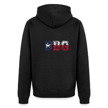 Texas-amerikanischer Grill - Unisex Premium Bio Zip Hoodie - Schwarz - Hinten - Nico (187cm)
