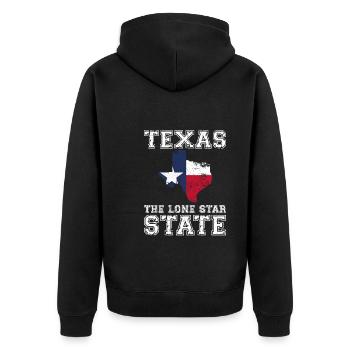 Le Texas, l’État avec une étoile - Veste à capuche bio Premium Unisexe - noir - Dos - Nico (187cm)