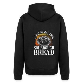 I love sourdough bread - Unisex Premium Organic Zip Hoodie - black - Back - Nico (187cm)