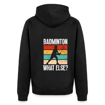 Joueur coloré de badminton - Veste à capuche bio Premium Unisexe - noir - Dos - Nico (187cm)