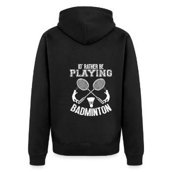 Ich Spiele Lieber Badminton - Unisex Premium Bio Zip Hoodie - Schwarz - Hinten - Nico (187cm)