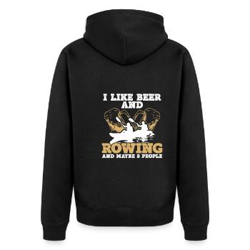 I like beer and rowing - Unisex Premium Organic Zip Hoodie - black - Back - Nico (187cm)