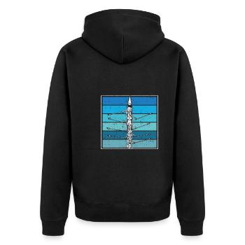 Rudermannschaft Im Blauen Fluss - Unisex Premium Bio Zip Hoodie - Schwarz - Hinten - Nico (187cm)
