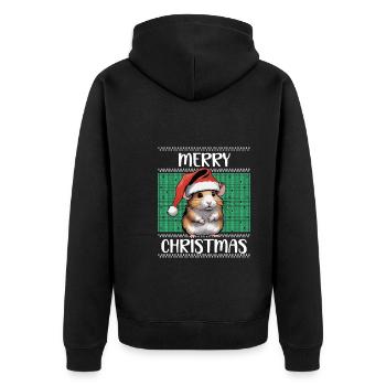 Cute Santa Claus hamster - Unisex Premium Organic Zip Hoodie - black - Back - Nico (187cm)