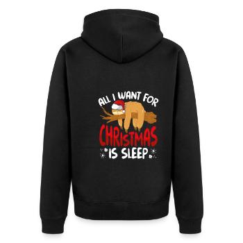 Alles, Was Ich Mir Zu Weihnachten - Unisex Premium Bio Zip Hoodie - Schwarz - Hinten - Nico (187cm)