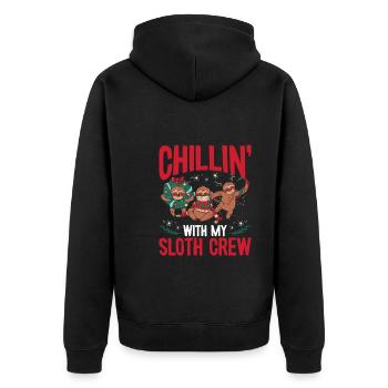 Chillen Mit Meiner Faultier crew - Unisex Premium Bio Zip Hoodie - Schwarz - Hinten - Nico (187cm)