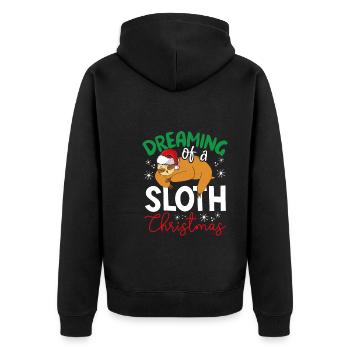 Träumen Sie Von Einem Faultier Xmas - Unisex Premium Bio Zip Hoodie - Schwarz - Hinten - Nico (187cm)