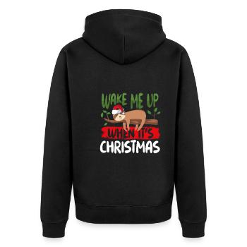 Weck Mich Auf, Wenn Es - Unisex Premium Bio Zip Hoodie - Schwarz - Hinten - Nico (187cm)