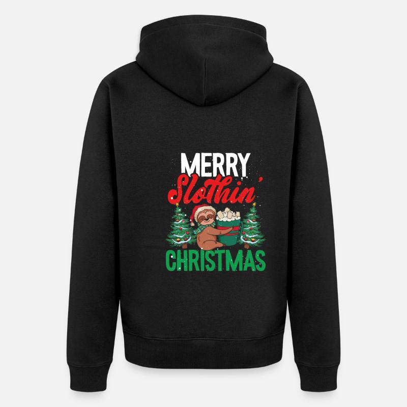 Joyeux Noël paresseux - Veste à capuche bio Premium Unisexe - noir
