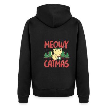 Chat avec chapeau de Père Noël - Veste à capuche bio Premium Unisexe - noir - Dos - Nico (187cm)
