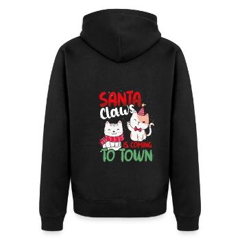Weihnachtskrallen Kommen In Die Stadt - Unisex Premium Bio Zip Hoodie - Schwarz - Hinten - Nico (187cm)