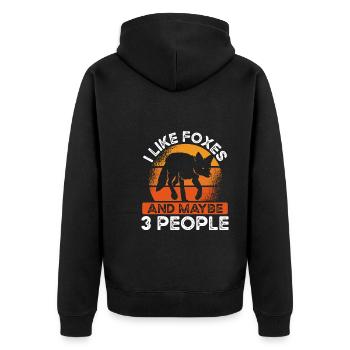 J’aime les renards et peut-être trois personnes - Veste à capuche bio Premium Unisexe - noir - Dos - Nico (187cm)