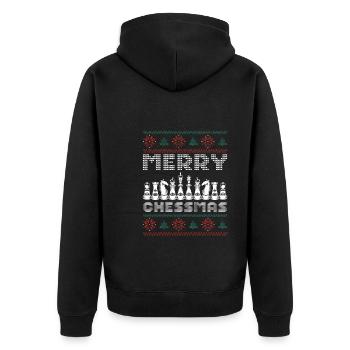Fröhliche Schach Weihnachten - Unisex Premium Bio Zip Hoodie - Schwarz - Hinten - Nico (187cm)